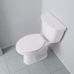 Picture of White Plastic Utility Toilet Seat, Closed Front with Cover, Elongated