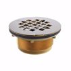 Picture of 2" No Caulk Brass Shower Drain with 4-1/4" Round Stainless Steel Strainer