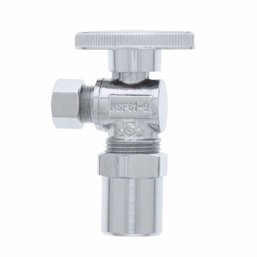 Picture of 1/2" CPVC x 3/8" OD Comp Quarter-Turn Angle Supply Stop Valve, Chrome Plated