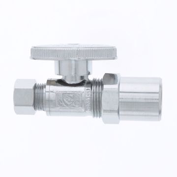 Picture of 1/2" CPVC x 3/8" OD Comp Quarter-Turn Straight Supply Stop Valve, Chrome Plated