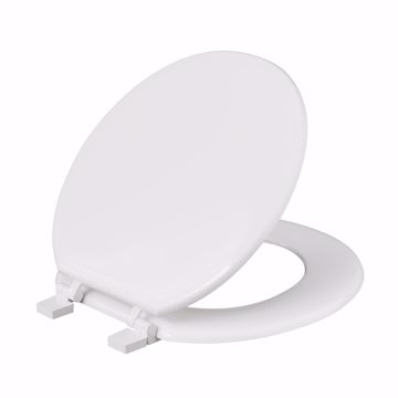 Picture of White Molded Wood Toilet Seat, Closed Front with Cover, Round