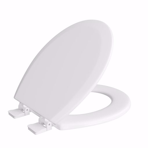 Picture of White Premium Molded Wood Toilet Seat, Closed Front with Cover, QuicKlean® Hinges, Round