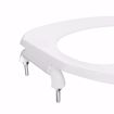 Picture of White Plastic Toilet Seat, Open Front less Cover, Check Hinges, Elongated