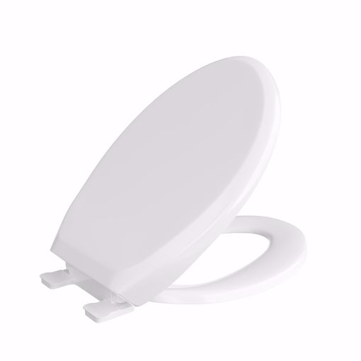 Picture of White Premium Plastic Toilet Seat, Closed Front with Cover, Slow-Close and QuicKlean® Hinges, Elongated