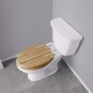 Picture of Rattan Designer Wood Toilet Seat, Closed Front with Cover, Brushed Nickel Hinges, Elongated