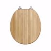 Picture of Rattan Designer Wood Toilet Seat, Closed Front with Cover, Brushed Nickel Hinges, Round