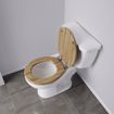 Picture of Rattan Designer Wood Toilet Seat, Closed Front with Cover, Brushed Nickel Hinges, Round