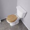 Picture of Rattan Designer Wood Toilet Seat, Closed Front with Cover, Brushed Nickel Hinges, Round