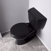 Picture of Black Deluxe Molded Wood Toilet Seat, Closed Front with Cover, Chrome Hinges, Round