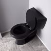 Picture of Black Deluxe Molded Wood Toilet Seat, Closed Front with Cover, Chrome Hinges, Round