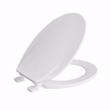 Picture of White Plastic Toilet Seat, Closed Front with Cover, Elongated