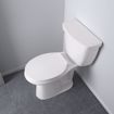 Picture of White Light Duty Plastic Toilet Seat, Open Front with Cover, Elongated