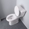 Picture of White Light Duty Plastic Toilet Seat, Open Front with Cover, Elongated