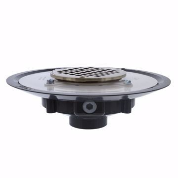 Picture of 2" Heavy Duty PVC Drain Base with 3-1/2" Metal Spud and 5" Nickel Bronze Strainer