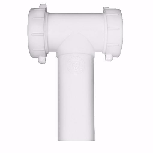 Picture of 1-1/2" White Plastic Center Outlet Tee