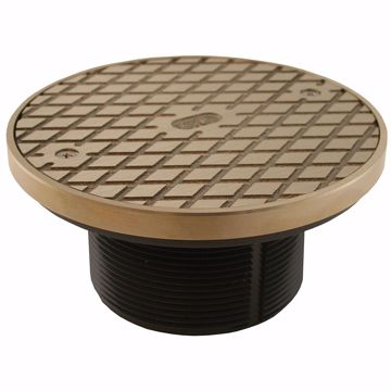 Picture of 3-1/2" Heavy Duty PVC Cleanout Spud with 6" Nickel Bronze Round Cover with Ring
