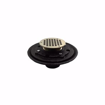Picture of 4" Heavy Duty Inside Caulk Floor Drain/Shower Drain with 10" Pan and 5" Nickel Bronze Round Strainer - Height 4-1/2" - 6-1/2"
