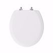 Picture of White Deluxe Molded Wood Toilet Seat, Closed Front with Cover, Chrome Hinges, Round