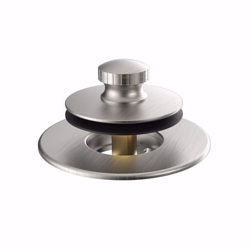 Picture of Lift and Turn Brass Tub Stopper and Trim Ring, Brushed Nickel