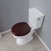 Picture of Mahogany Designer Wood Toilet Seat with Piano Finish, Closed Front with Cover, Brushed Nickel Hinges, Round