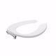 Picture of White Premium Plastic Toilet Seat, Open Front less Cover, Slow-Close Self-Sustaining Check Hinges, Elongated