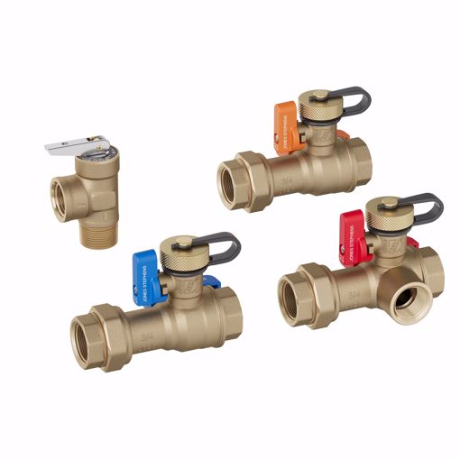 Picture of 3/4" IPS Tankless Water Heater Valve Service Kit with Pressure Relief Valve and Recirculation Valve