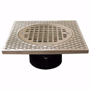 Picture of 3" IPS ABS Spud with 7" Square Top and 5" Nickel Bronze Strainer