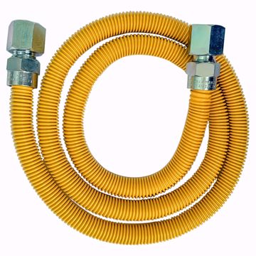 Picture of 1/2" OD (3/8" ID) X 36" Long, 1/2" Female Pipe Thread X 1/2" Female Pipe Thread, Yellow Coated Corrugated Stainless Steel Gas Connector
