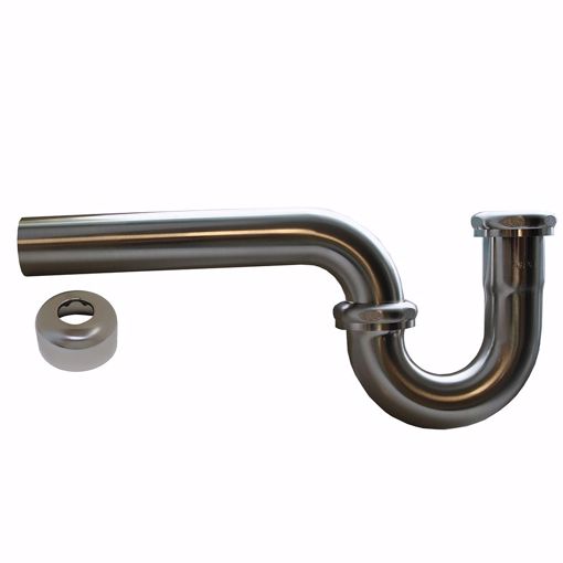 Picture of Chrome Plated 1-1/4" OD Brass Tubular P-Trap with Box Escutcheon