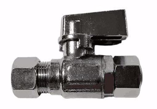 Picture of 3/8" F Comp Swivel x 3/8" OD Comp Quarter-Turn Straight Supply Stop Valve with Lever Handle, Chrome Plated