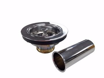 Picture of Chrome Plated Brass Basket Strainer with Adjustable Post and 4" Tailpiece