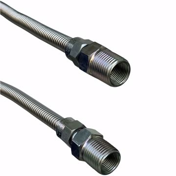 Picture of 3/8" OD (1/4" ID) X 18" Long, 1/2" Male Pipe Thread X 1/2" Male Pipe Thread, Uncoated Corrugated Stainless Steel Gas Connector