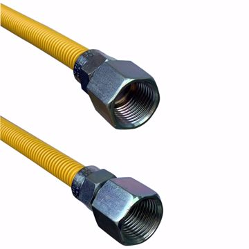 Picture of 3/8" OD (1/4" ID) X 18" Long, 1/2" Female Pipe Thread X 1/2" Female Pipe Thread, Yellow Coated Corrugated Stainless Steel Gas Connector
