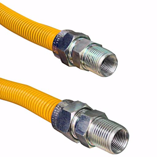 Picture of 5/8" OD (1/2" ID) X 18" Long, 3/4" Male Pipe Thread X 3/4" Male Pipe Thread, Yellow Coated Corrugated Stainless Steel Gas Connector