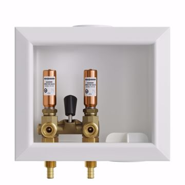 Picture of Washing Machine Box, Quarter Turn Right Outlet with Single Lever Valve and Water Hammer Arrestor, 1/2" PEX F1807 Connection