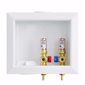 Picture of Washing Machine Box, Quarter Turn Left Outlet with Water Hammer Arrestor, 3/8" PEX F1807 Connection