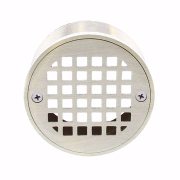 Picture of 2" IPS Code Blue Floor Drain with 9" Pan and 4" Nickel Bronze Round Strainer - Height 3-1/4" - 4"