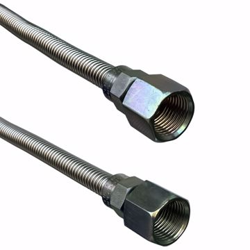 Picture of 3/8" OD (1/4" ID) X 12" Long, 3/8" Female Pipe Thread X 3/8" Female Pipe Thread, Uncoated Corrugated Stainless Steel Gas Connector