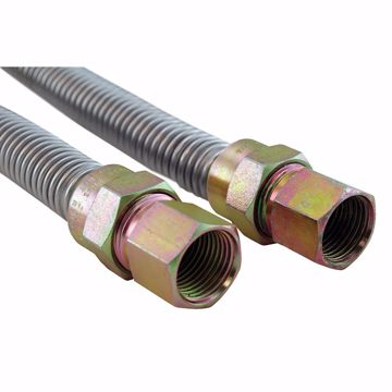 Picture of 5/8" OD (1/2" ID) X 18" Long, 1/2" Female Pipe Thread X 1/2" Female Pipe Thread, Uncoated Corrugated Stainless Steel Gas Connector