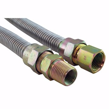 Picture of 5/8" OD (1/2" ID) X 18" Long, 3/4" Female Pipe Thread X 3/4" Male Pipe Thread, Uncoated Corrugated Stainless Steel Gas Connector