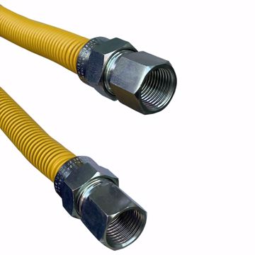 Picture of 5/8" OD (1/2" ID) X 18" Long, 3/4" Female Pipe Thread X 3/4" Female Pipe Thread, Yellow Coated Corrugated Stainless Steel Gas Connector