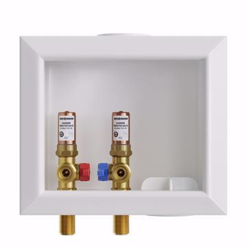 Picture of Washing Machine Box, Quarter Turn Right Outlet with Water Hammer Arrestor, 1/2" MIP/SWT Connection