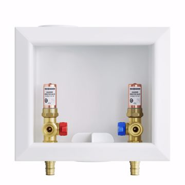 Picture of Washing Machine Box, Quarter Turn Center Outlet with Water Hammer Arrestor, 1/2" PEX F1960 Connection