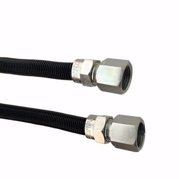 Picture of 1/2" OD (3/8" ID) X 18" Long, 1/2" Female Pipe Thread X 1/2" Female Pipe Thread, Black Coated Corrugated Stainless Steel Gas Connector