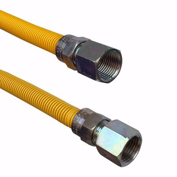 Picture of 1/2" OD (3/8" ID) X 18" Long, 1/2" Female Pipe Thread X 3/8" Female Pipe Thread, Yellow Coated Corrugated Stainless Steel Gas Connector