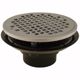 Picture of 2" x 3" ABS Shower Drain with 2" Brass Spud and 6" Round Chrome Plated Strainer
