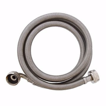 Picture of 3/4" FEM Hose x 3/4" FEM Hose 60" Braided Stainless Steel Washing Machine Connector with 90° Elbow