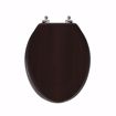 Picture of Dark Brown Designer Wood Toilet Seat with Piano Finish, Closed Front with Cover, Chrome Hinges, Elongated